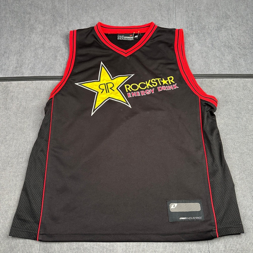 Vtg One Industries Rockstar Energy Drink Jersey Tank Top Black Red Y2k XXL 69